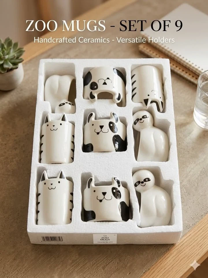 Zoo Mugs Set of 9
