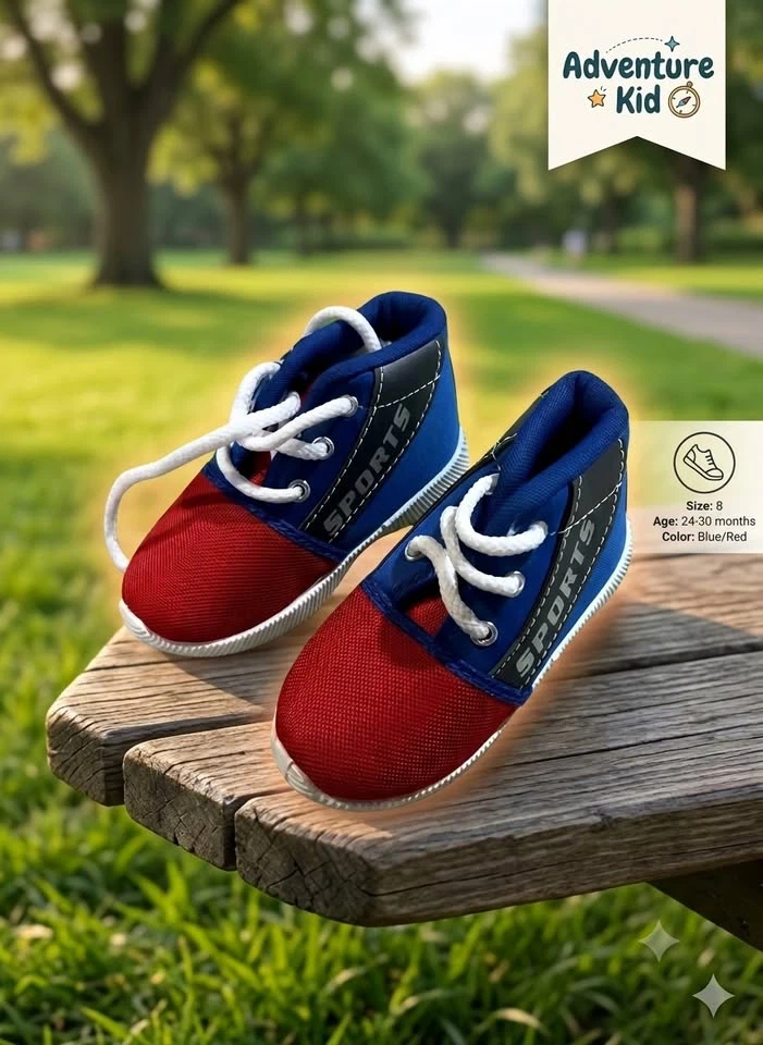 Adventure Kid Sports Shoes - Blue/Red, Size 8