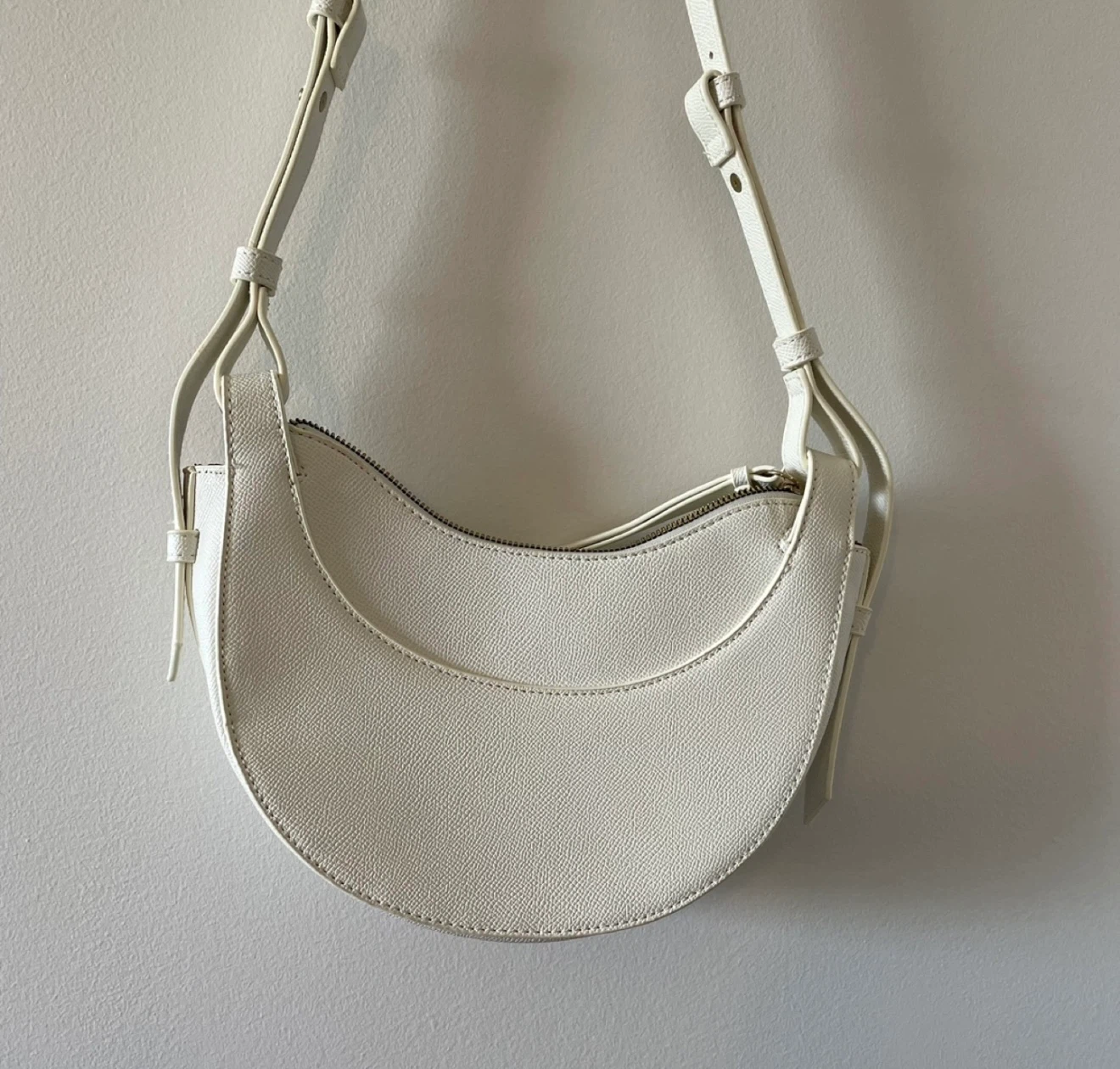 White Crescent Shoulder Bag