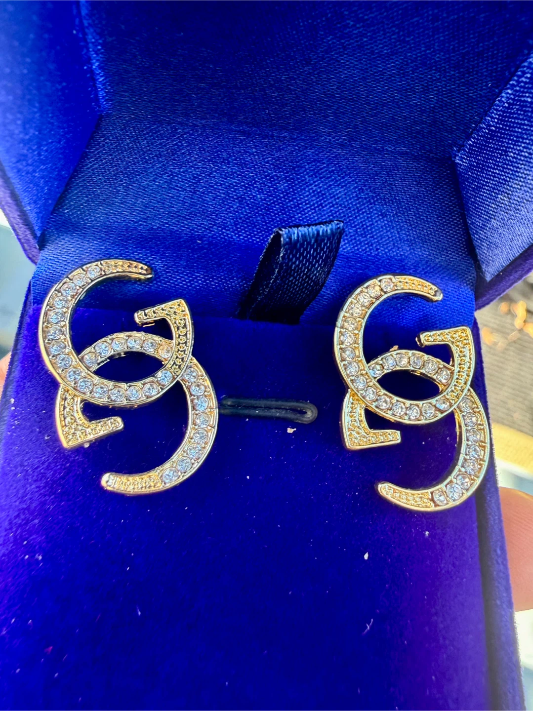 Gold-tone Interlocking G Rhinestone Earrings