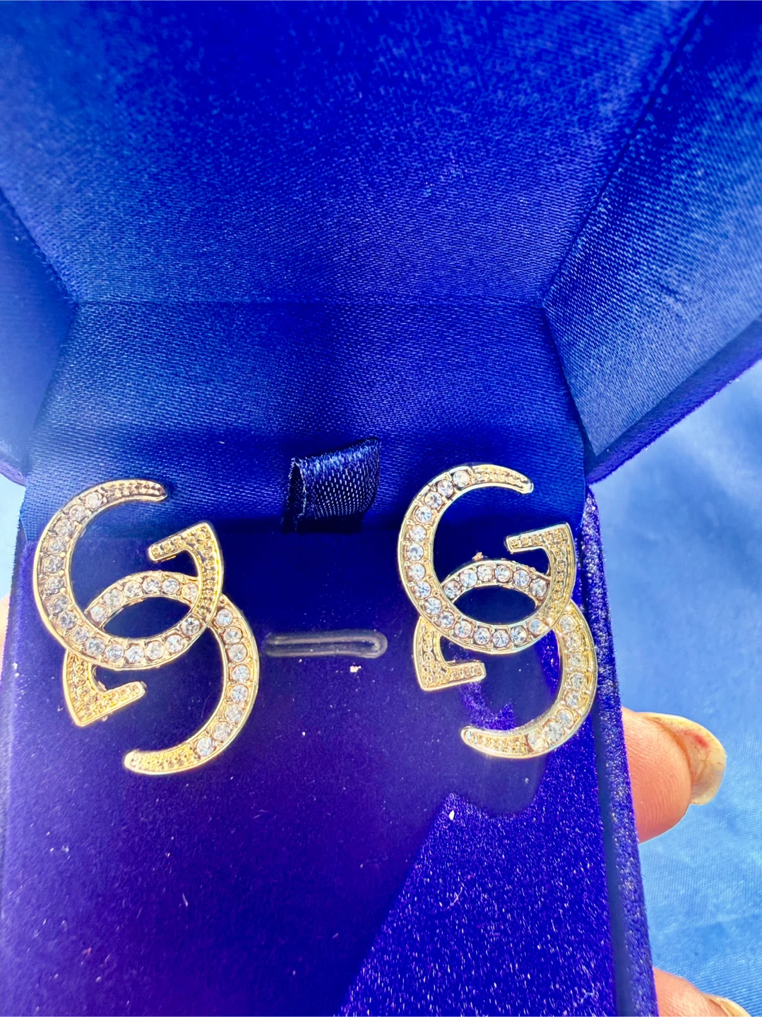 Gold-tone Interlocking G Rhinestone Earrings - photo 2