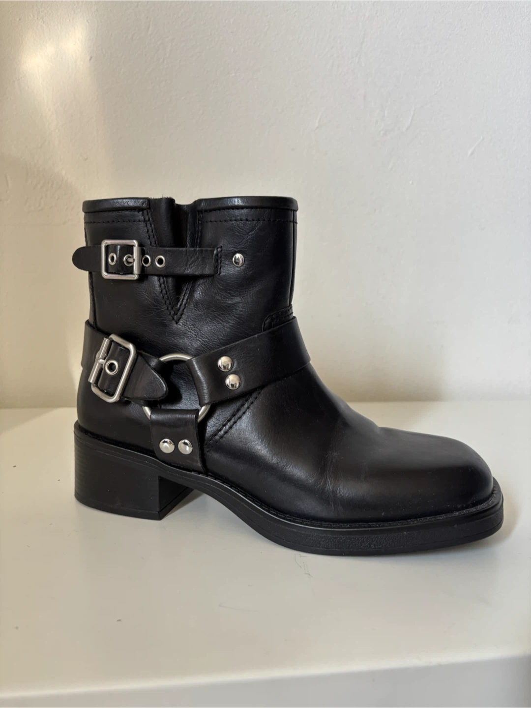 New!  Genuine Leather biker boots