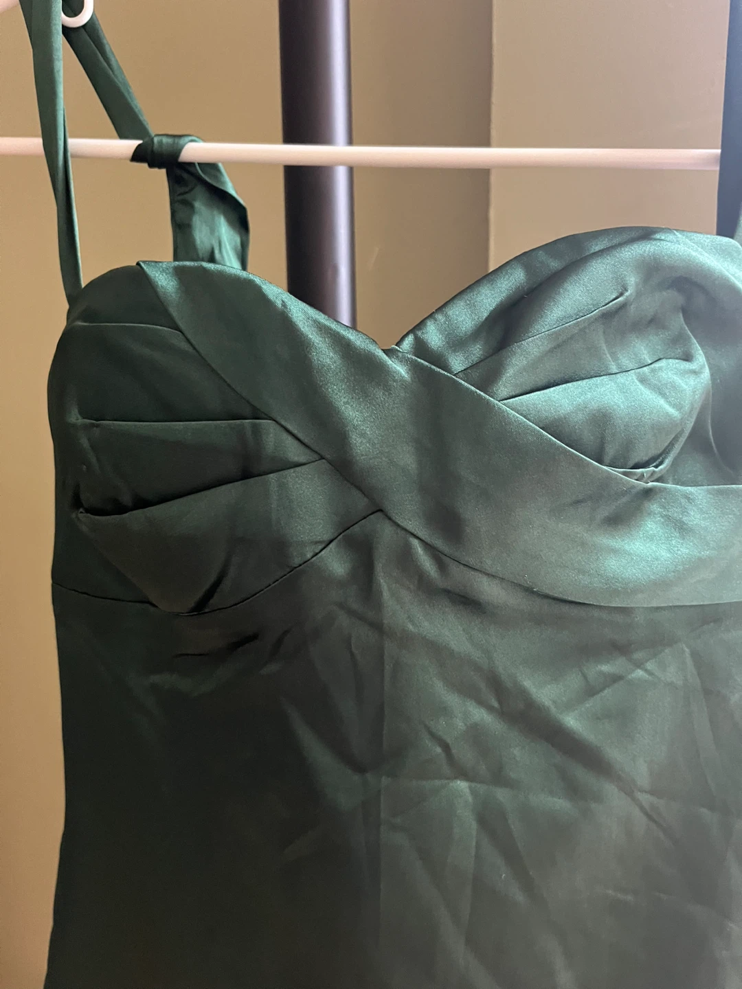 Dark Green Satin Formal Dress - photo 2