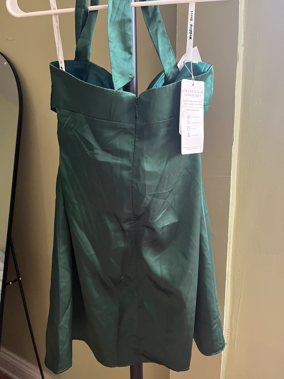Dark Green Satin Formal Dress - photo 3