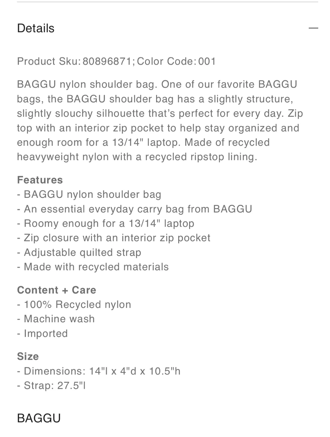 Baggu Nylon Shoulder Bag Black - photo 5