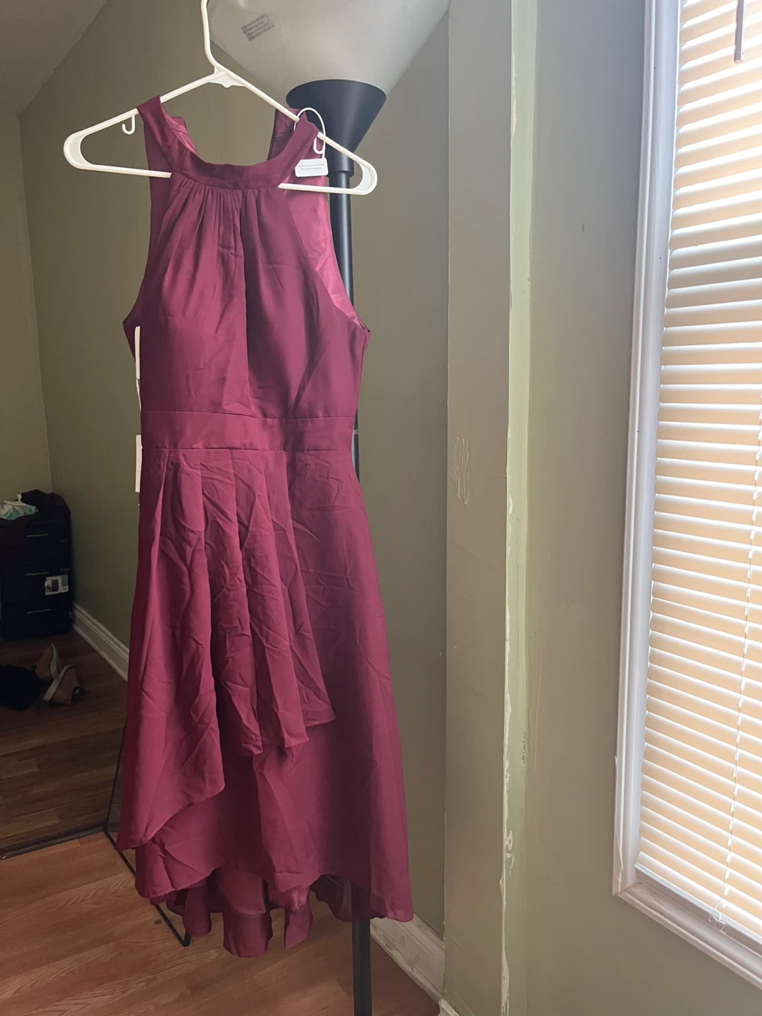 Burgundy High-Low Halter Dress - photo 2