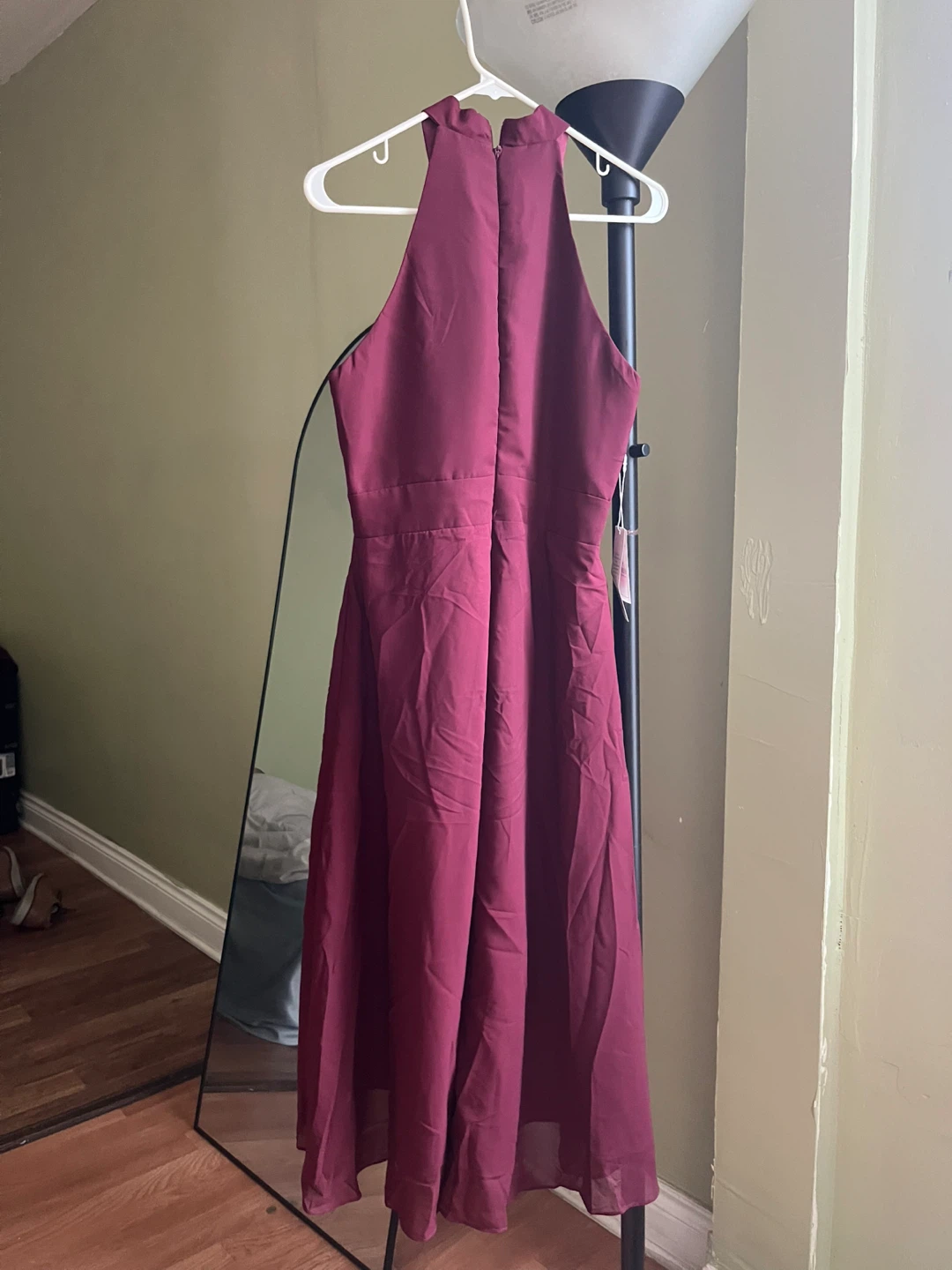 Burgundy High-Low Halter Dress - photo 3