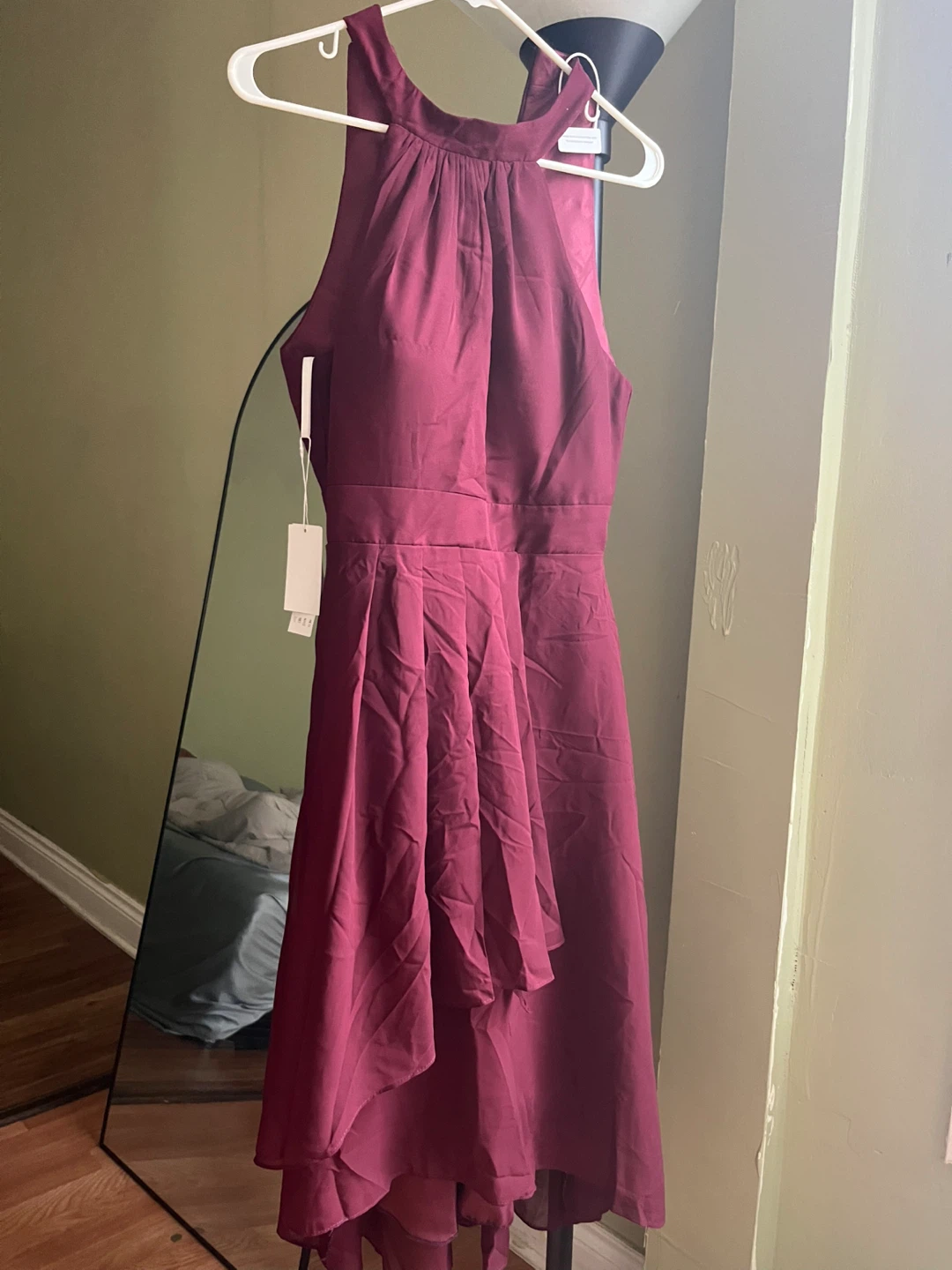 Burgundy High-Low Halter Dress - photo 4