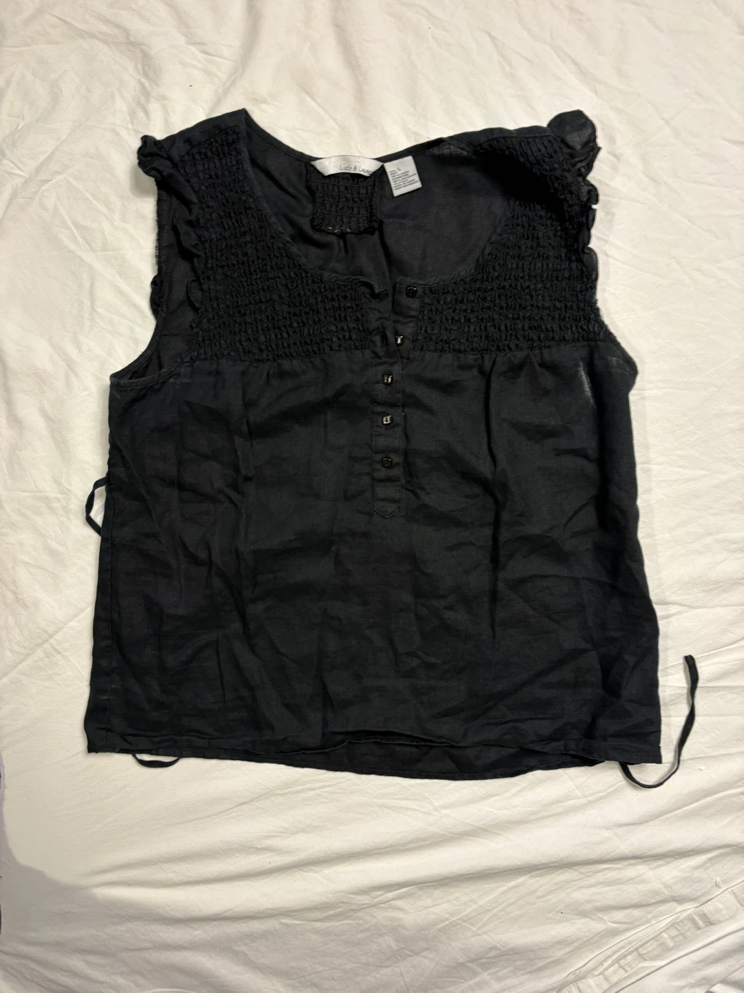 Lucy & Laurel Black Linen Blouse