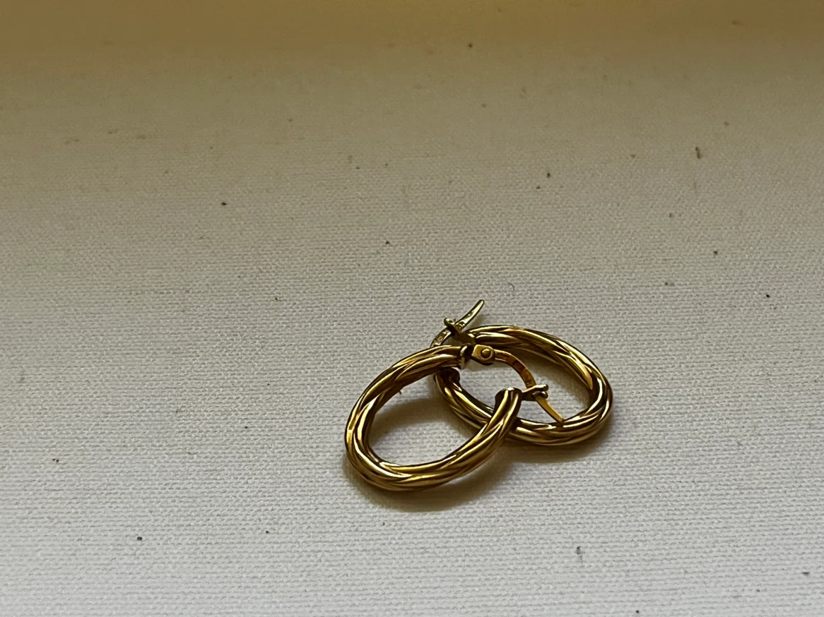 Gold-Tone Twisted Hoop Earrings 14k stamped