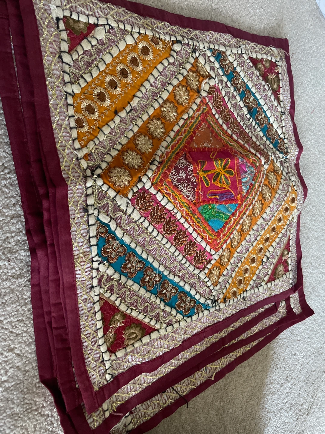 Embroidered Patchwork Throw Pillow Cover