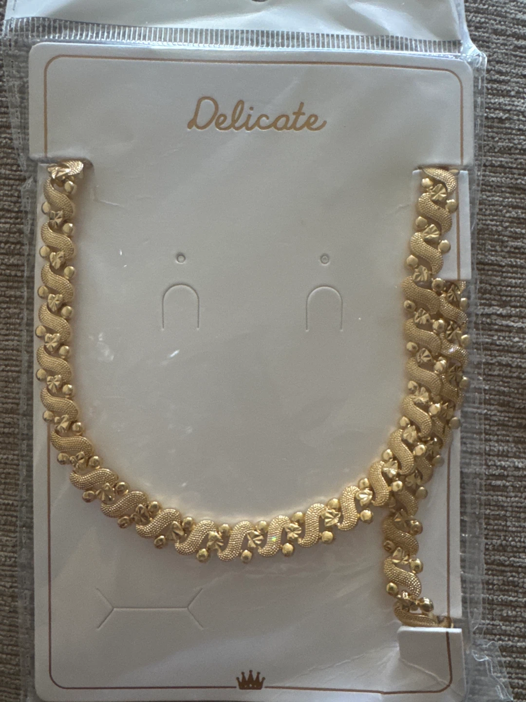 Gold-toned Textured Chain Necklace