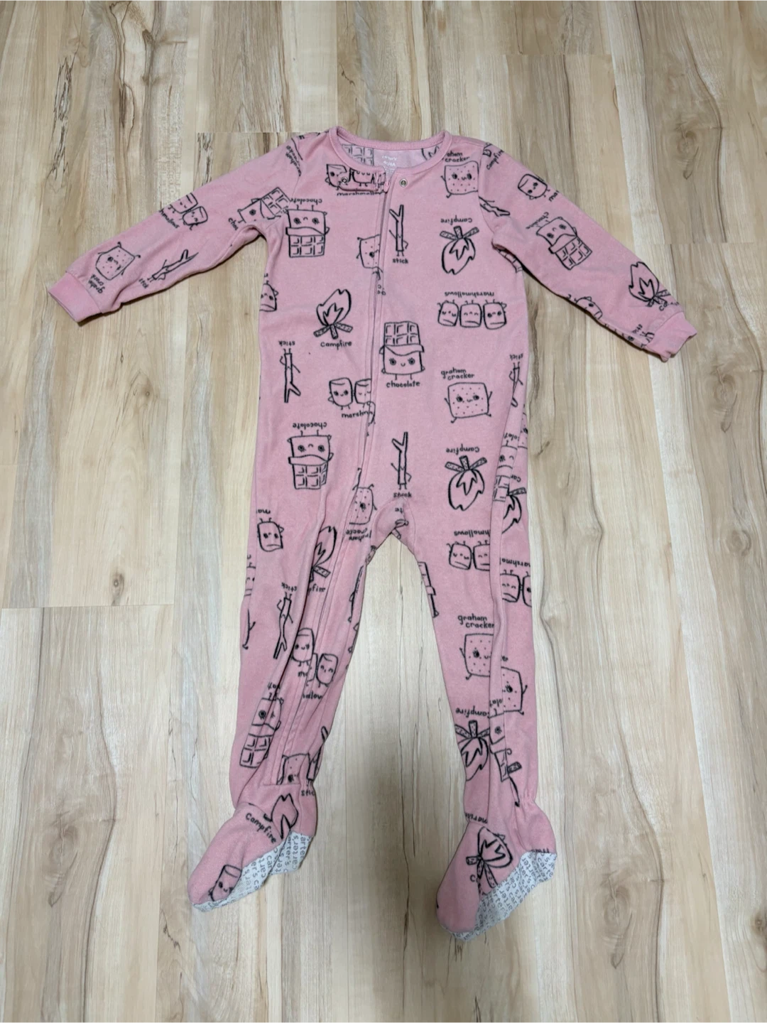Carter's Pink S'mores Footed Pajamas 4T