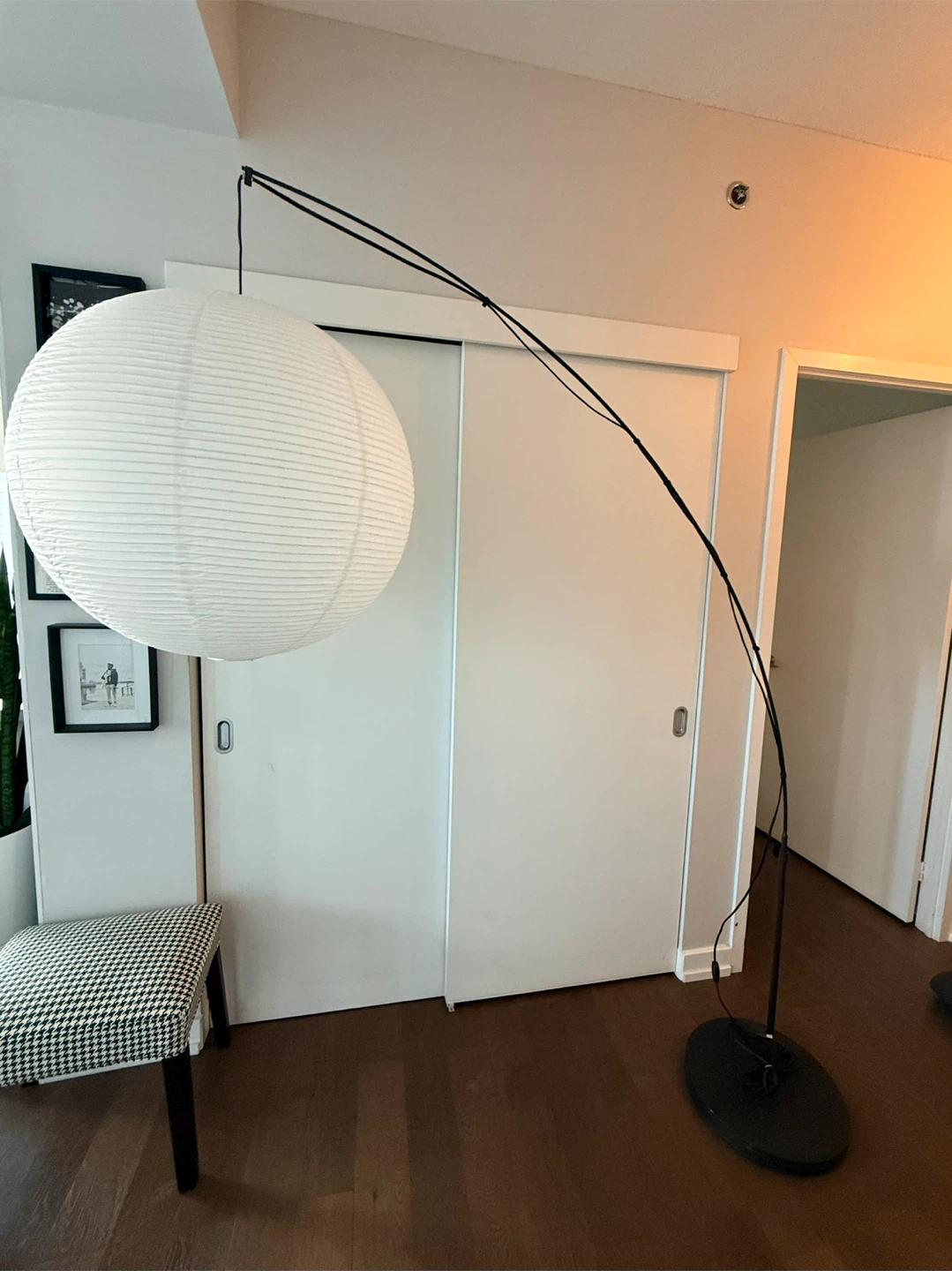 White Paper Shade Arc Floor Lamp
