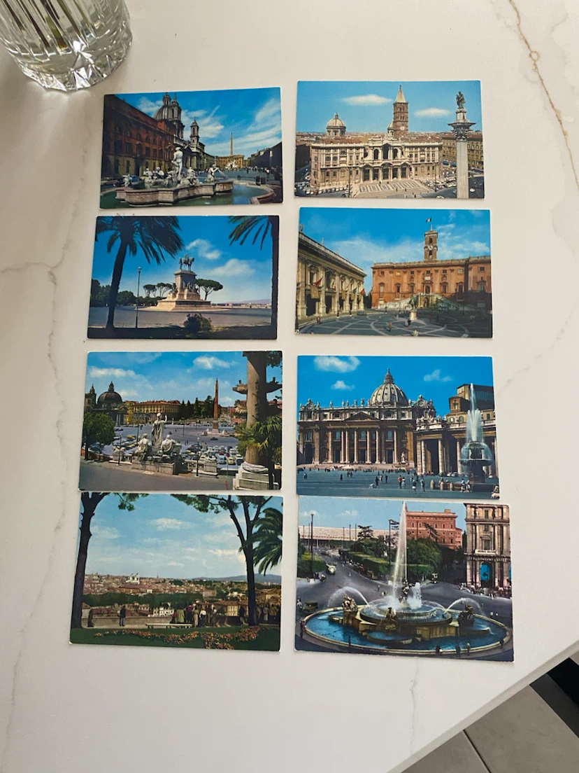 Set of 8 Vintage Rome Postcards
