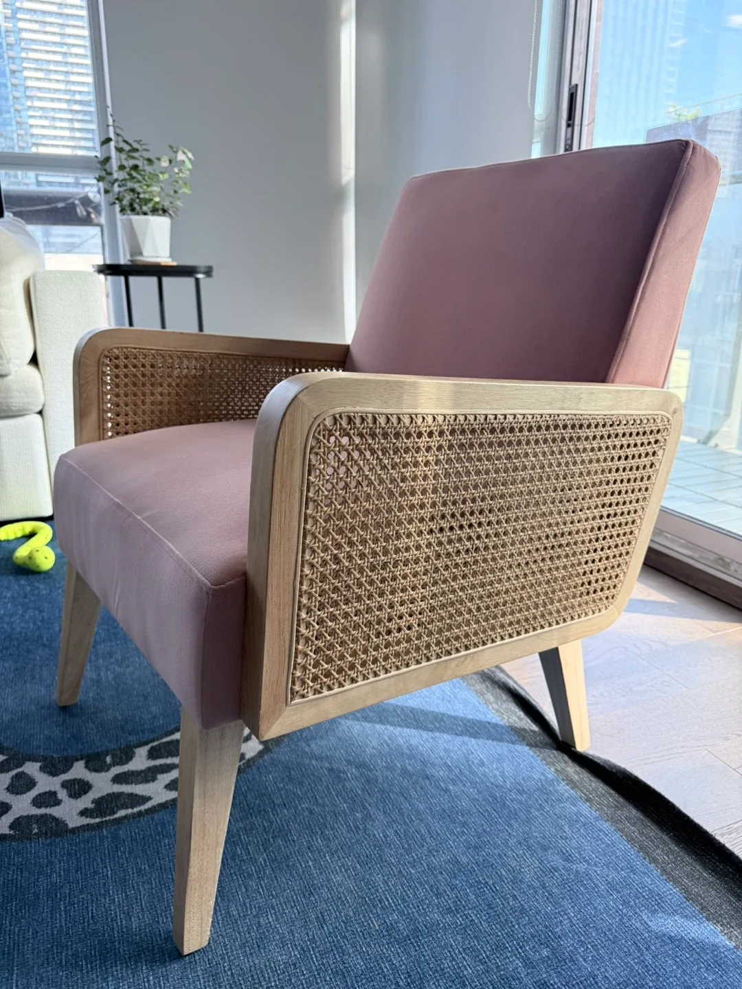 Pink Rattan Accent Chair