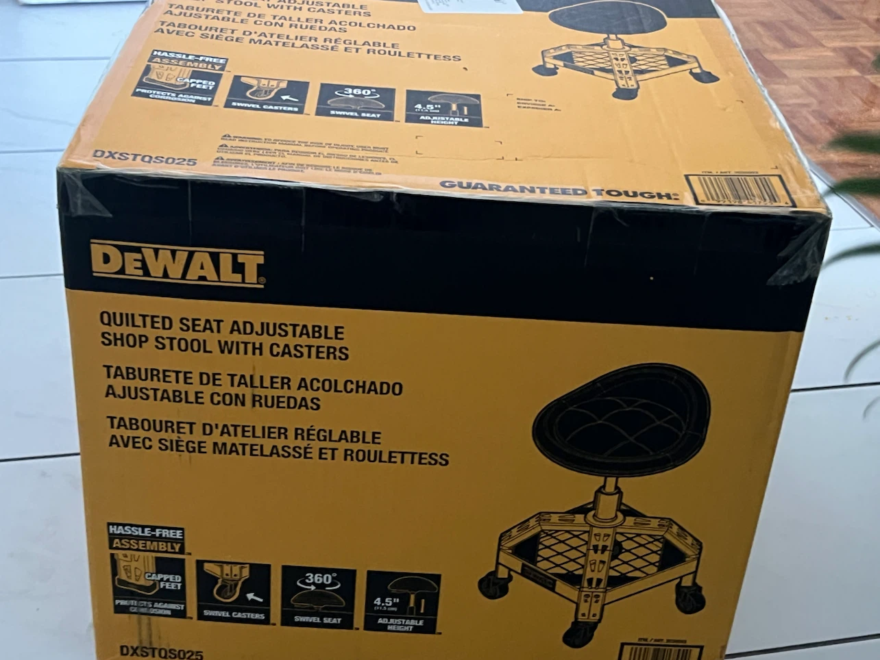 DEWALT Heavy Duty Adjustable Rolling Shop Stool