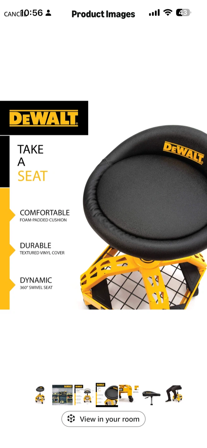 DEWALT Heavy Duty Adjustable Rolling Shop Stool - photo 2