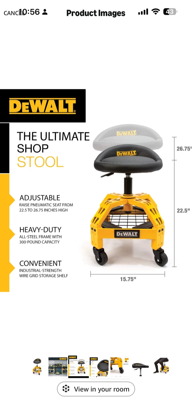 DEWALT Heavy Duty Adjustable Rolling Shop Stool - photo 5