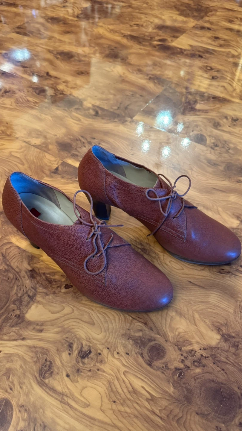 Högl Softline Brown Leather Lace-Up Oxford Heels