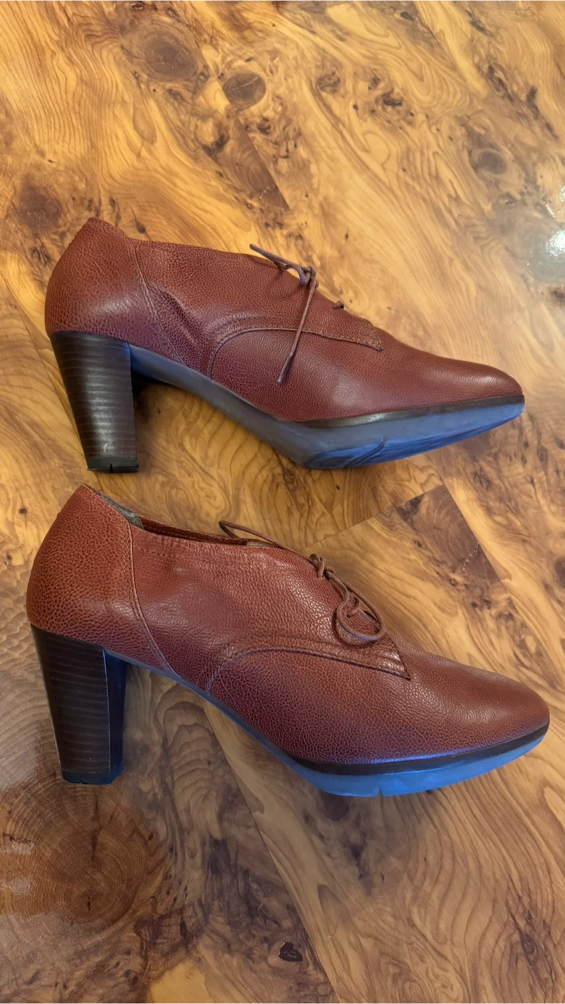 Högl Softline Brown Leather Lace-Up Oxford Heels - photo 3