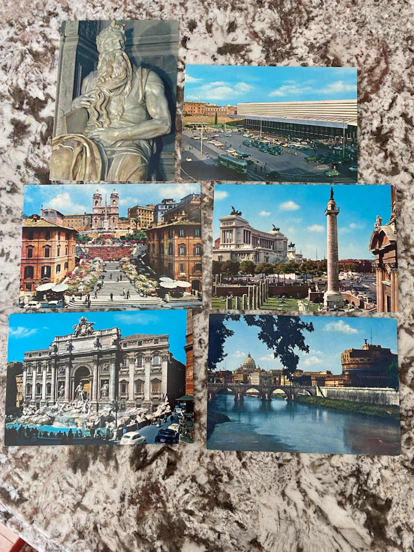 Set of 6 Vintage Rome Italy Postcards
