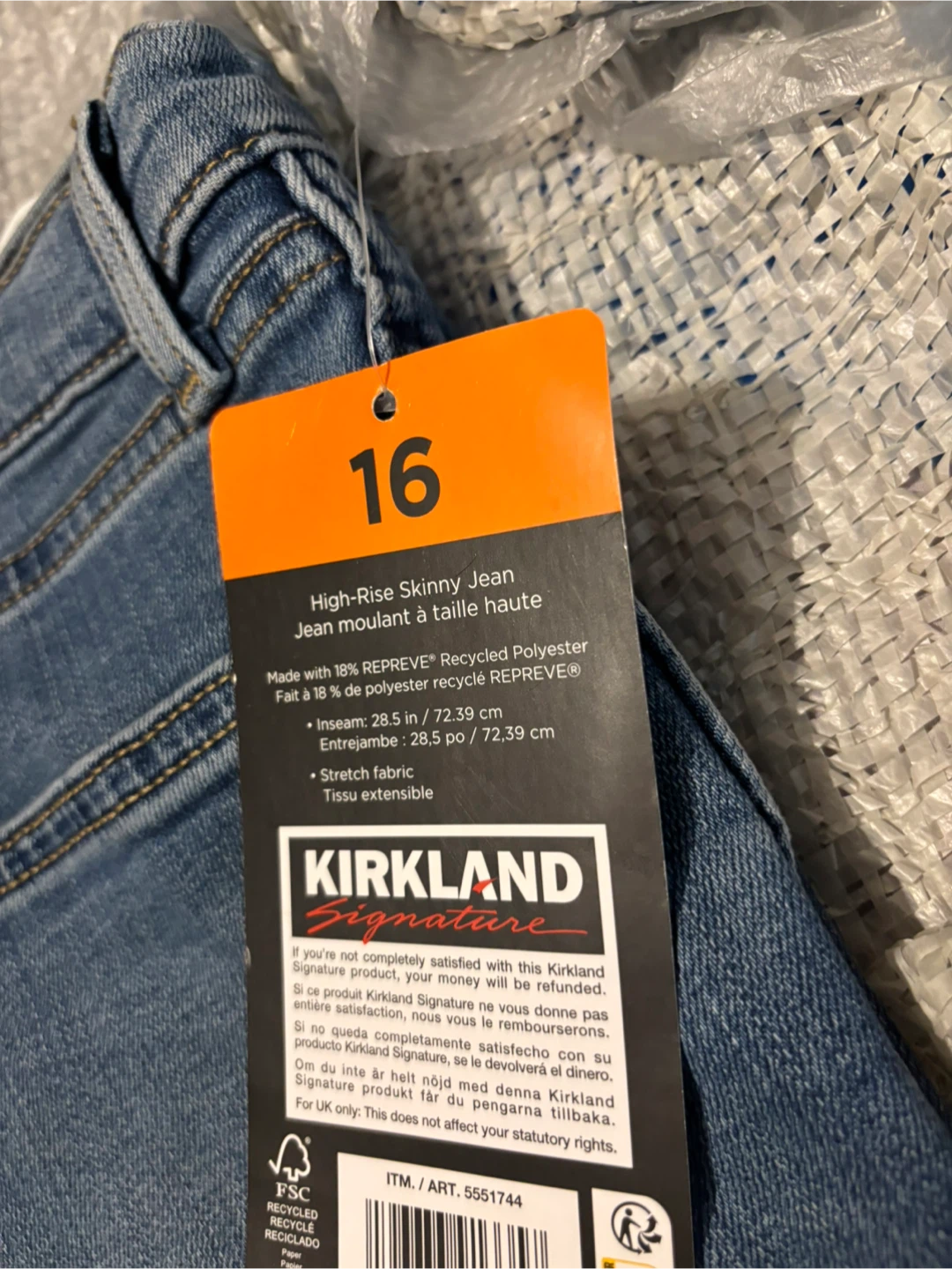 Kirkland Signature High-Rise Skinny Jeans Size 16 - photo 3