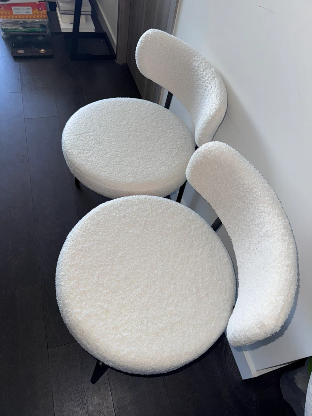 Pickup only, by CN Tower. Set of Two White Boucle Dining Chairs. - photo 4