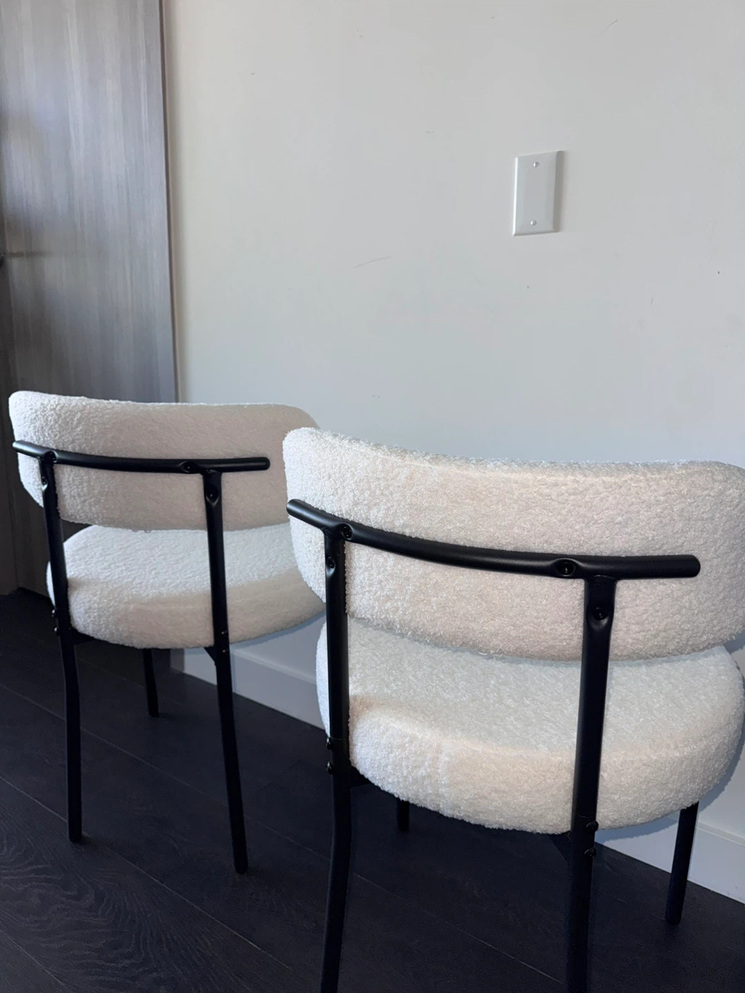 Pickup only, by CN Tower. Set of Two White Boucle Dining Chairs. - photo 5