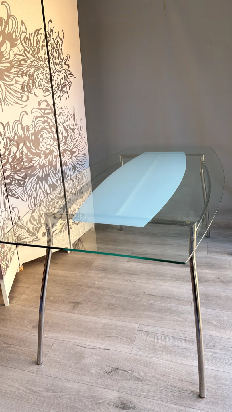 Ikea Modern Glass and Chrome Dining Table