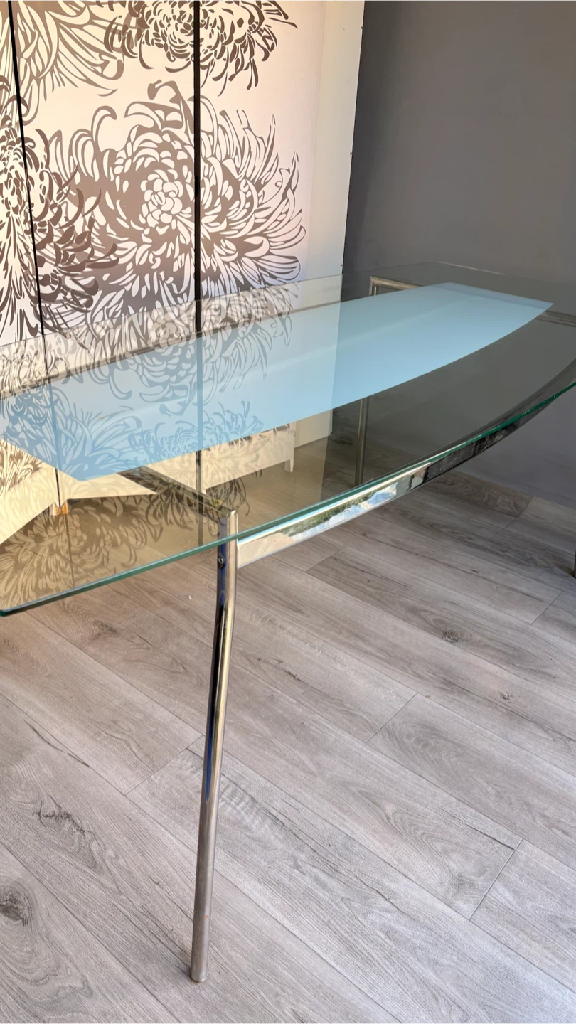 Ikea Modern Glass and Chrome Dining Table - photo 2