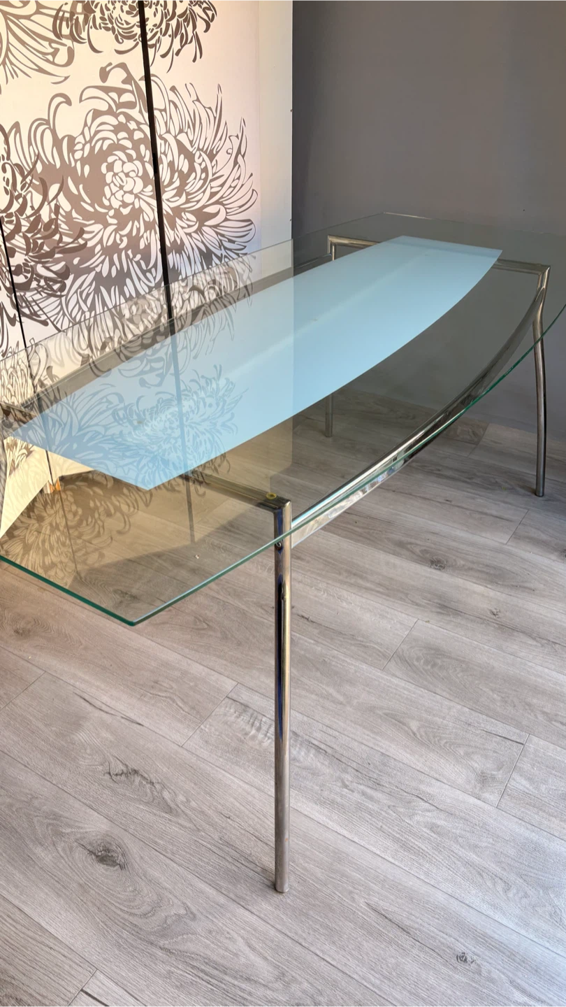 Ikea Modern Glass and Chrome Dining Table - photo 3