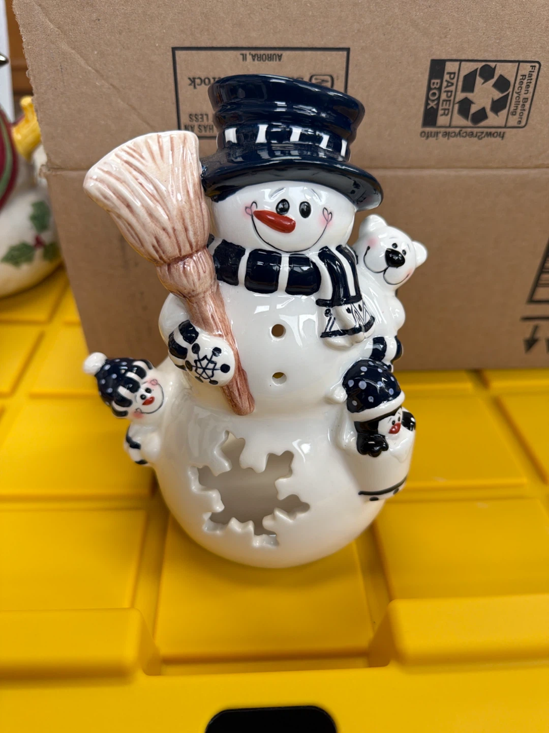 Ceramic Snowman Tea Light Holder