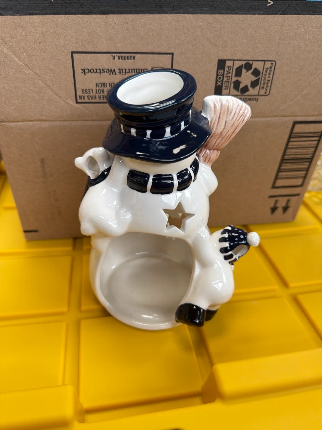 Ceramic Snowman Tea Light Holder - photo 3