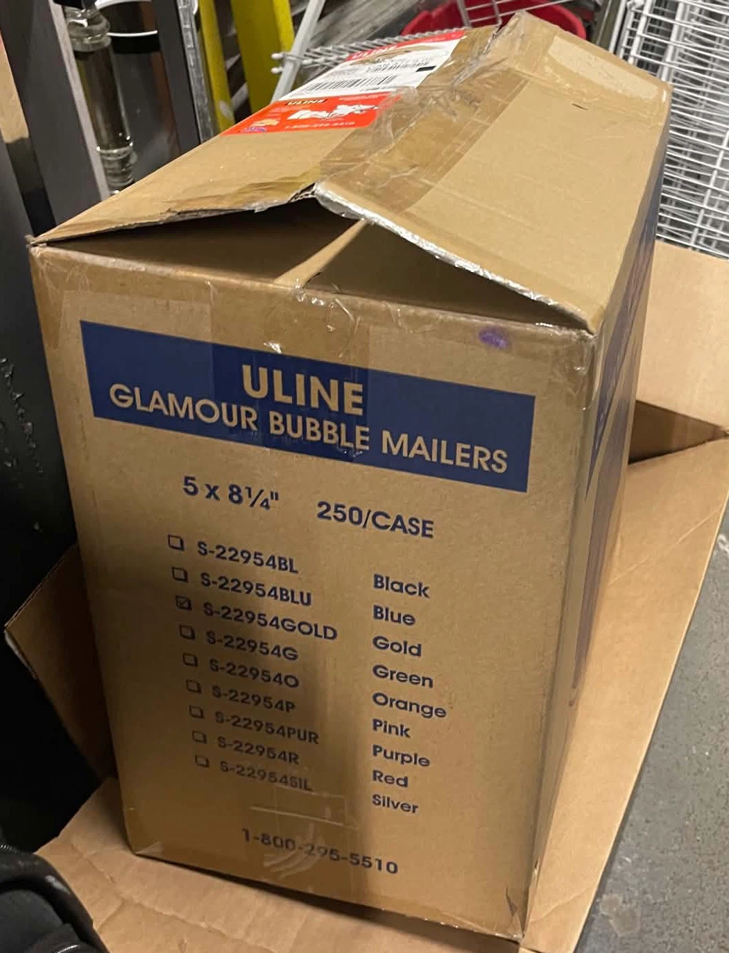 Uline Glamour Bubble Mailers Gold 5 x 8 1/4 inch
