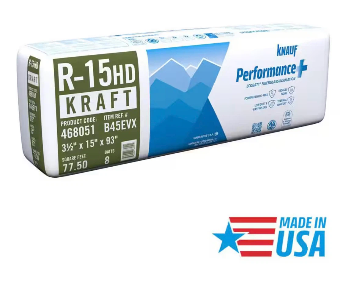 Knauf R-15 Kraft Faced Fiberglass Insulation Batts