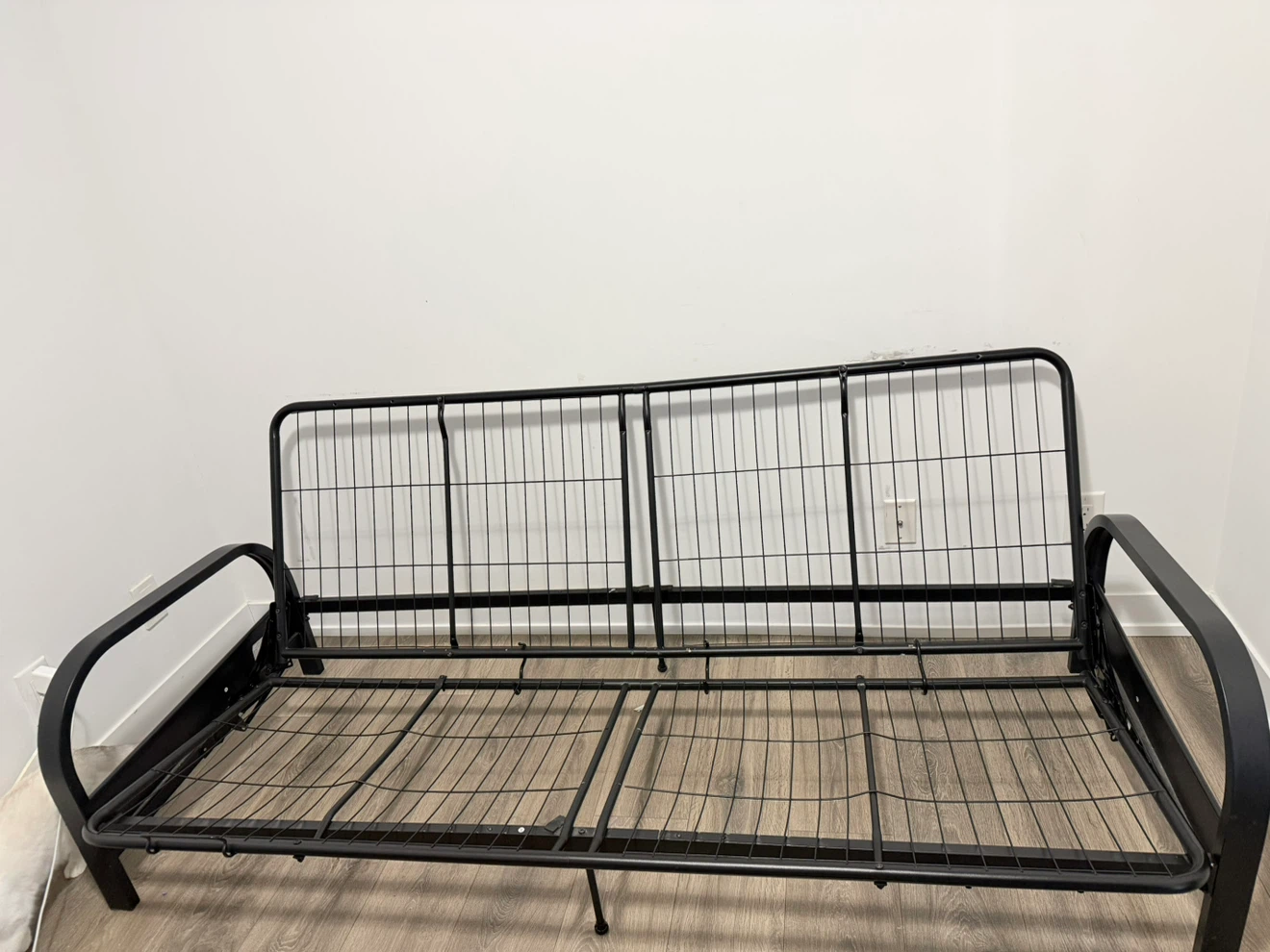 Black Metal Futon with Grey Mattress