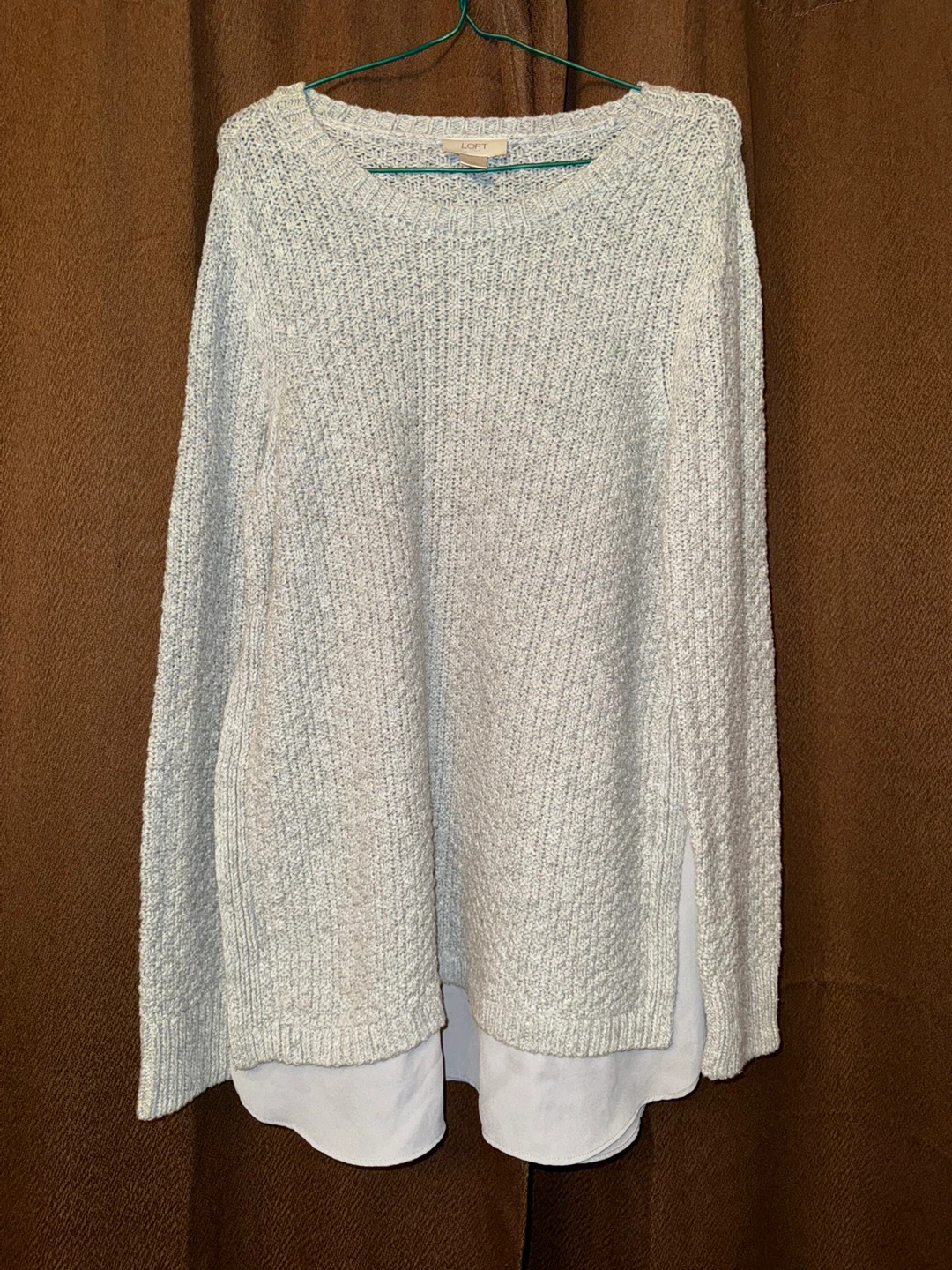 LOFT Gray Knit Layered Sweater