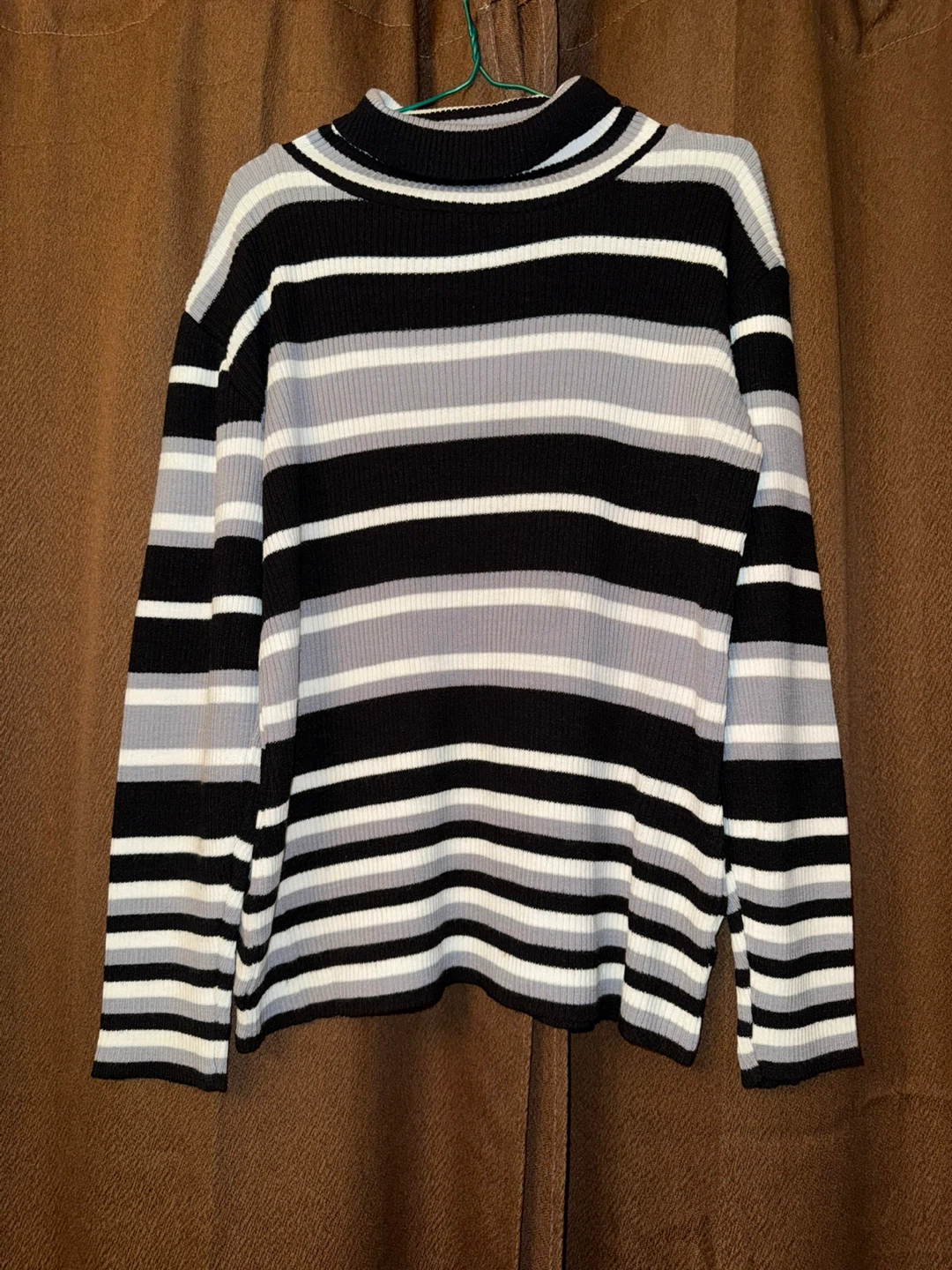 Image Plus Striped Mock Neck Long Sleeve