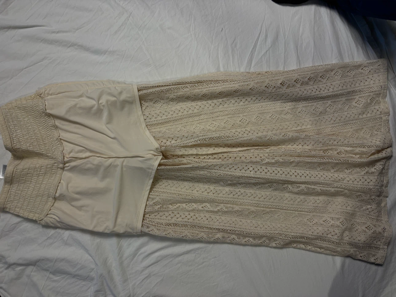 H&M Cream Lace Wide-Leg Trousers Size Medium - photo 2