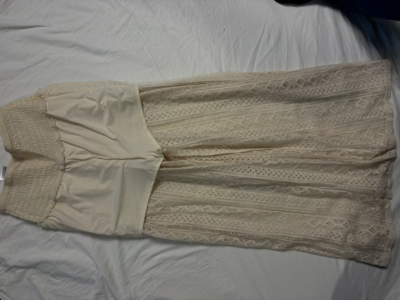 H&M Cream Lace Wide-Leg Trousers Size Medium - photo 2