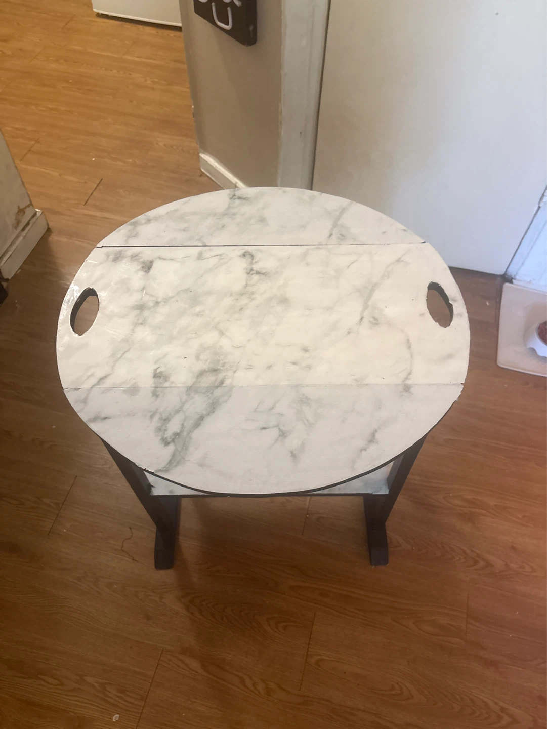 Marble-look drop leaf side table - photo 3
