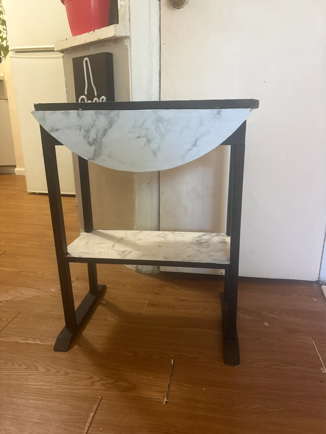 Marble-look drop leaf side table
