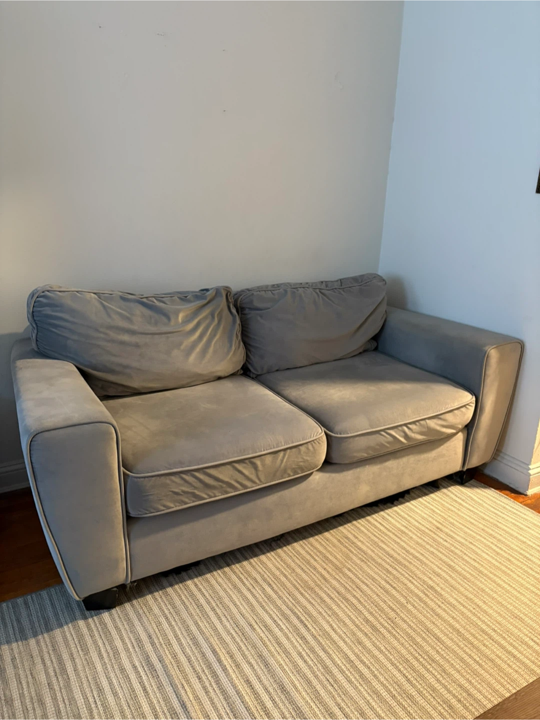 Gray Velvet Two-Seater Sofa