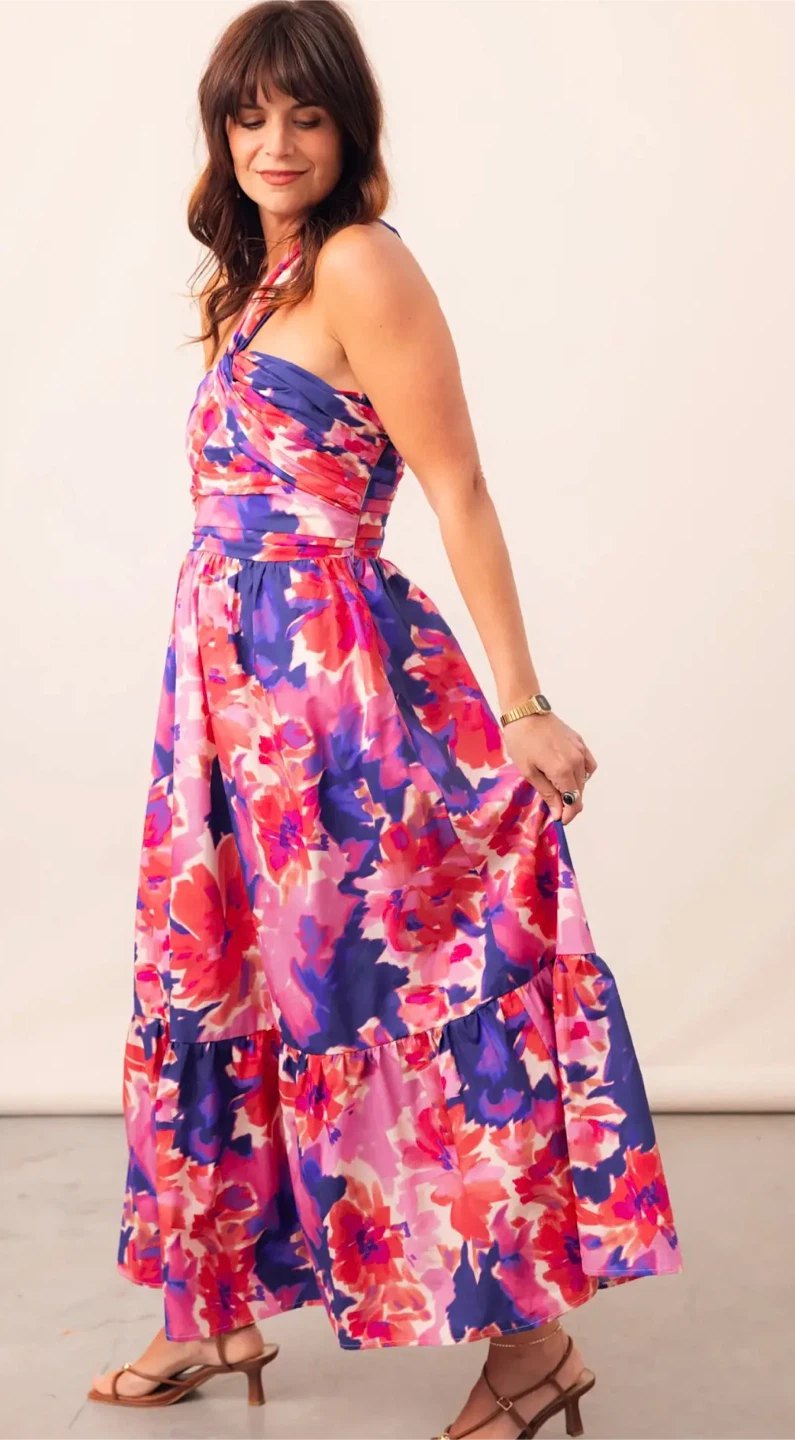 Lucy Paris Vibrant Floral One Shoulder Cotton Dress Brand New - photo 2