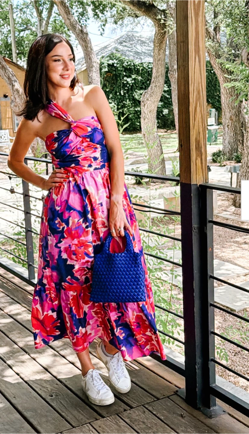 Lucy Paris Vibrant Floral One Shoulder Cotton Dress Brand New - photo 3