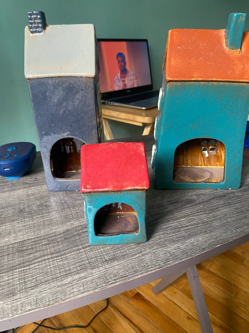 Set of 3 Ceramic House Lanterns - photo 2