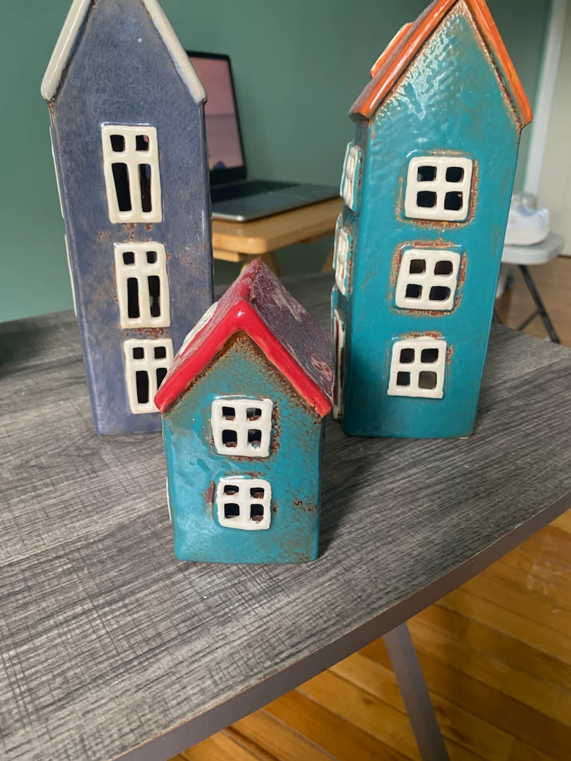 Set of 3 Ceramic House Lanterns - photo 3