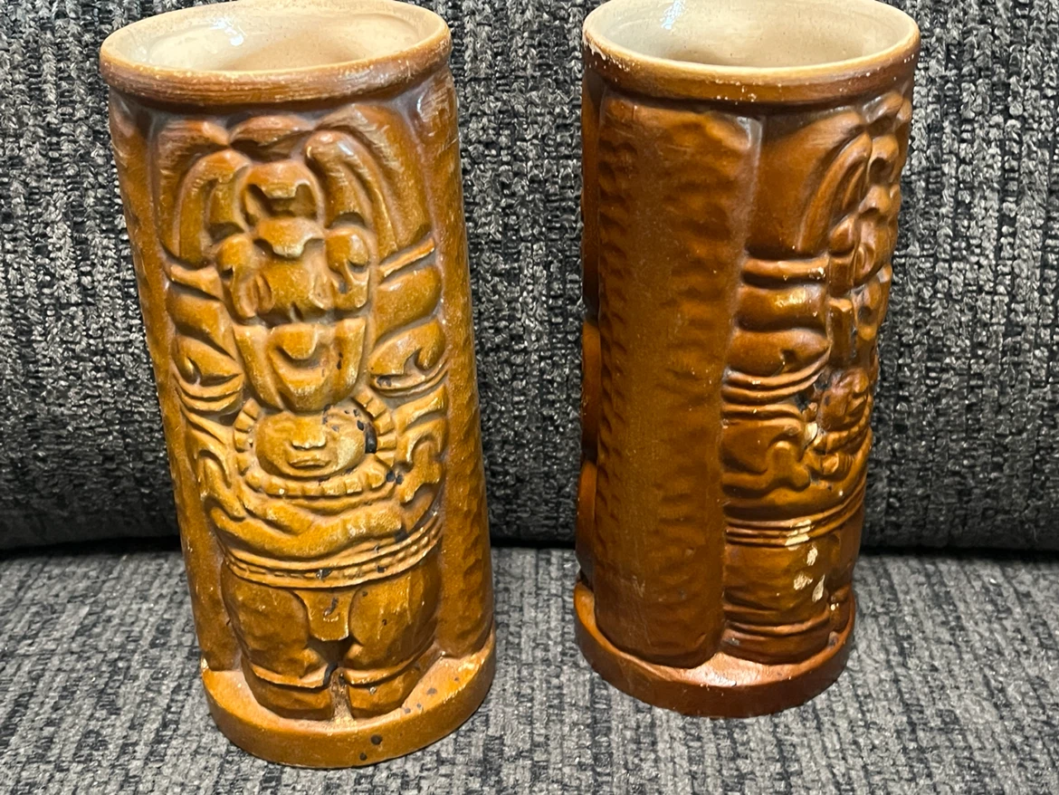 Pair of Vintage Ceramic Tiki Mugs