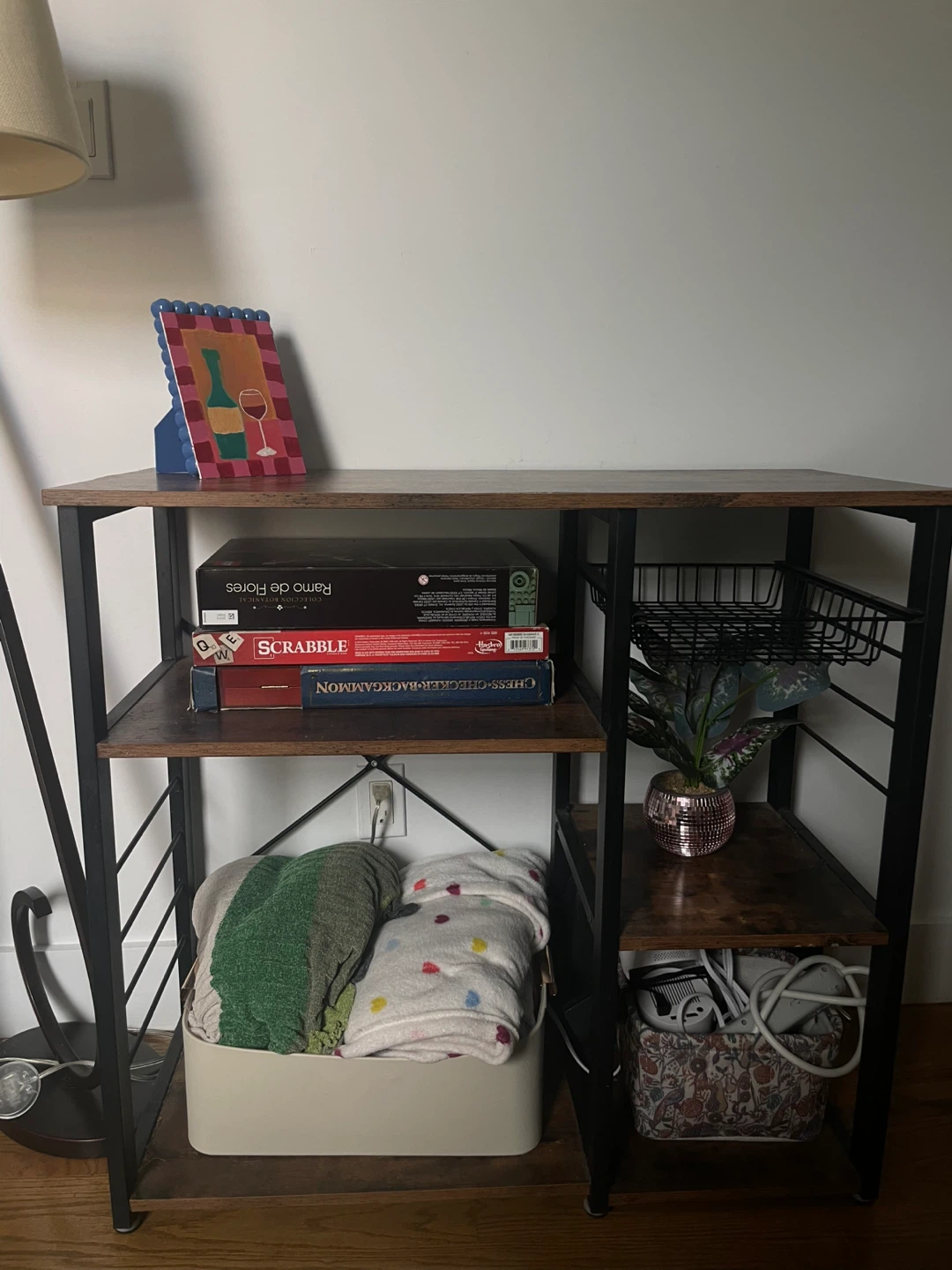 Industrial Style Storage Shelf with Metal Frame